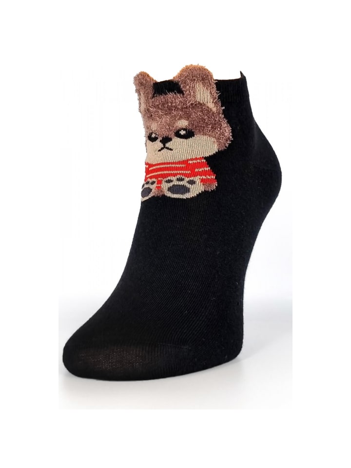 

Носки COFI 1453 Damensocken aus Baumwollmischung mit Bärenmuster Kurze Socken, черный