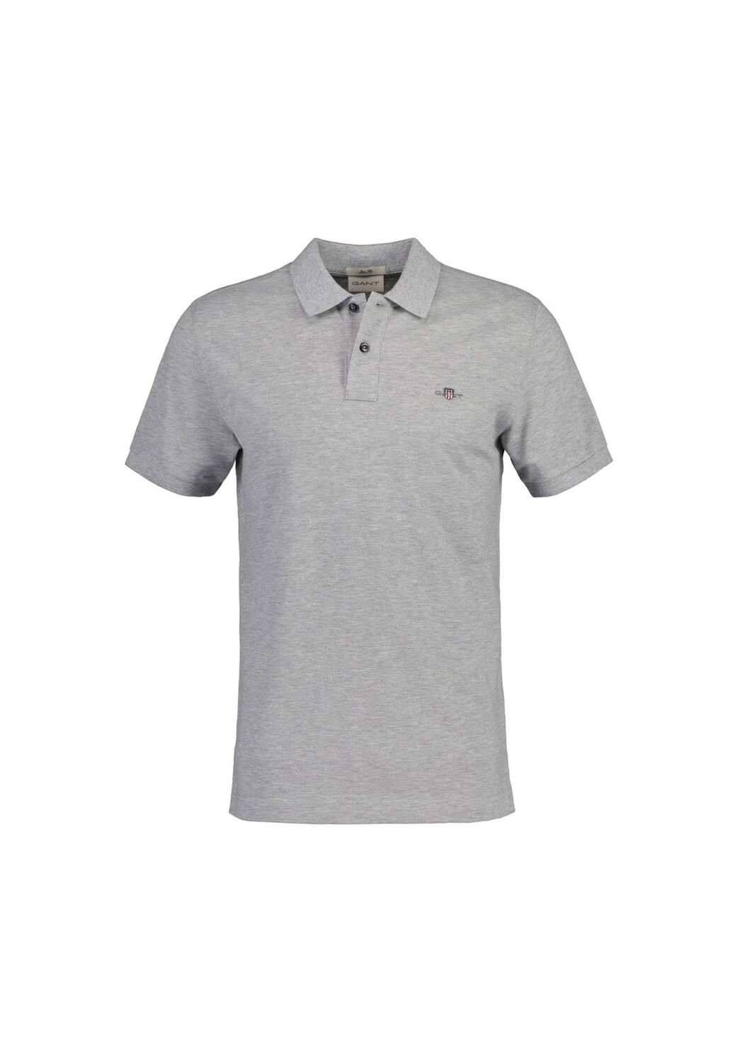 

Рубашка-поло мужская - SLIM SHIELD PIQUE POLO, короткие рукава, планка на пуговицах, логотип GANT, серый