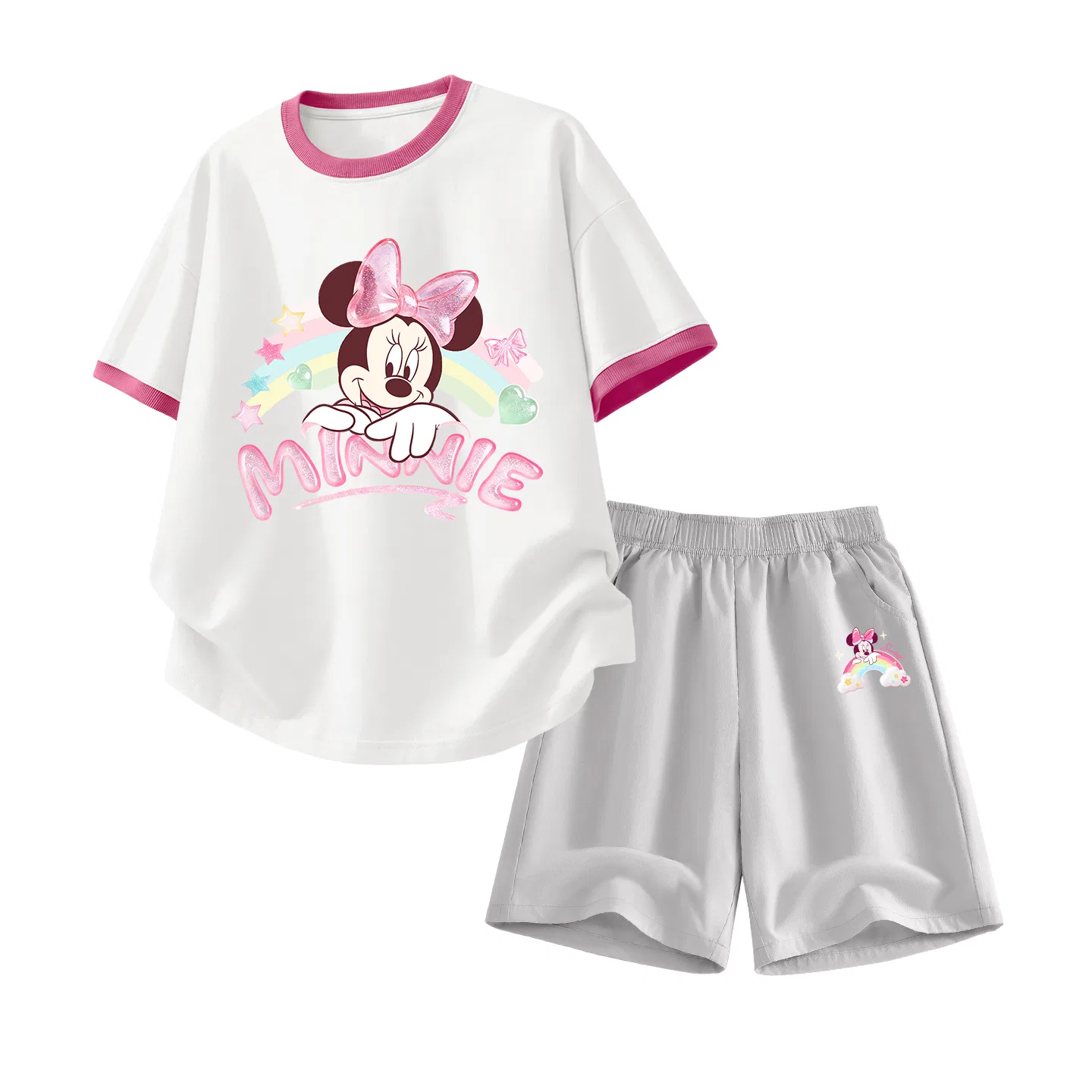 Летний спортивный костюм для детей Disney Crystal White Red+Didi Rainbow K Gray