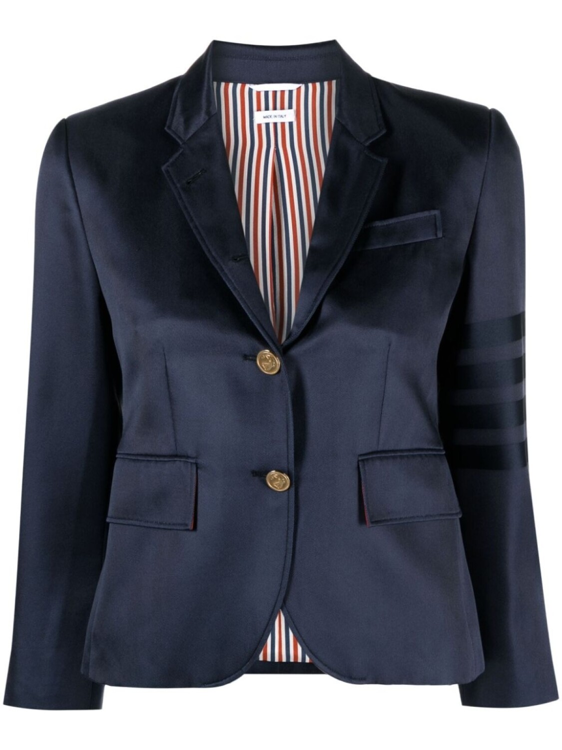 

Thom Browne однобортный блейзер с полосками 4-Bar, синий