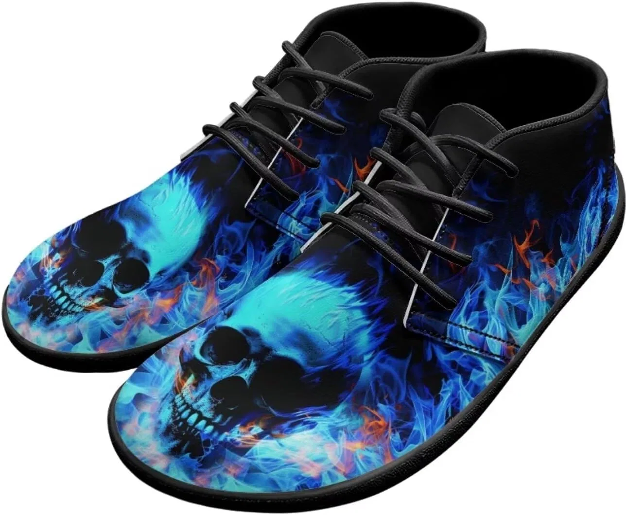 Мокасины Leather Mid Top Ankle Boots Forchrinse, Blue Fire Skull