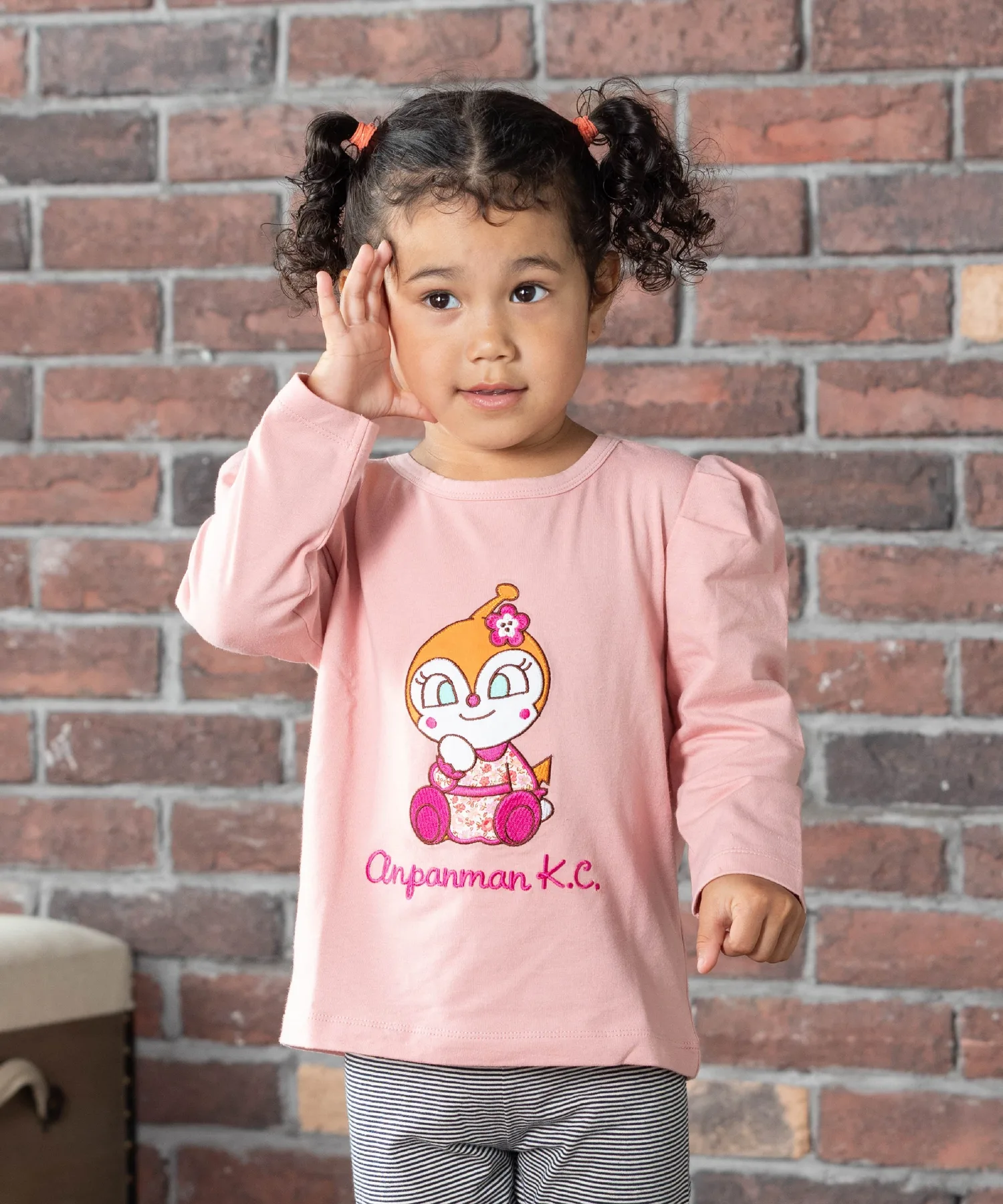 Футболка с длинным рукавом и аппликацией в виде пышных рукавов APKC/(K) Anpanman Kids Collection, pink