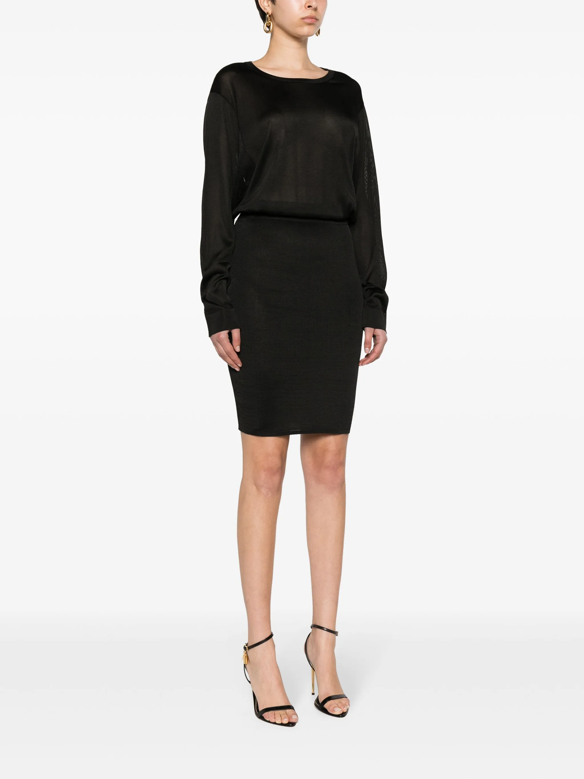 Трикотажное платье с открытой спиной Saint Laurent, черный — фото 4
