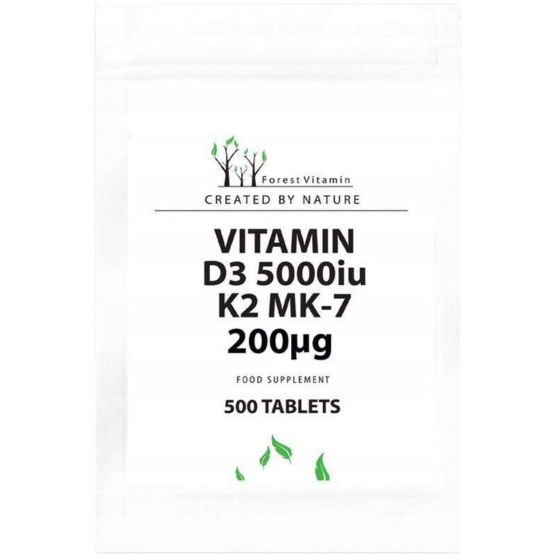 

БАД Лесной витамин Витамин Д3 5000 МЕ К2 МК-7 200мкг, 500 таб Forest Vitamin
