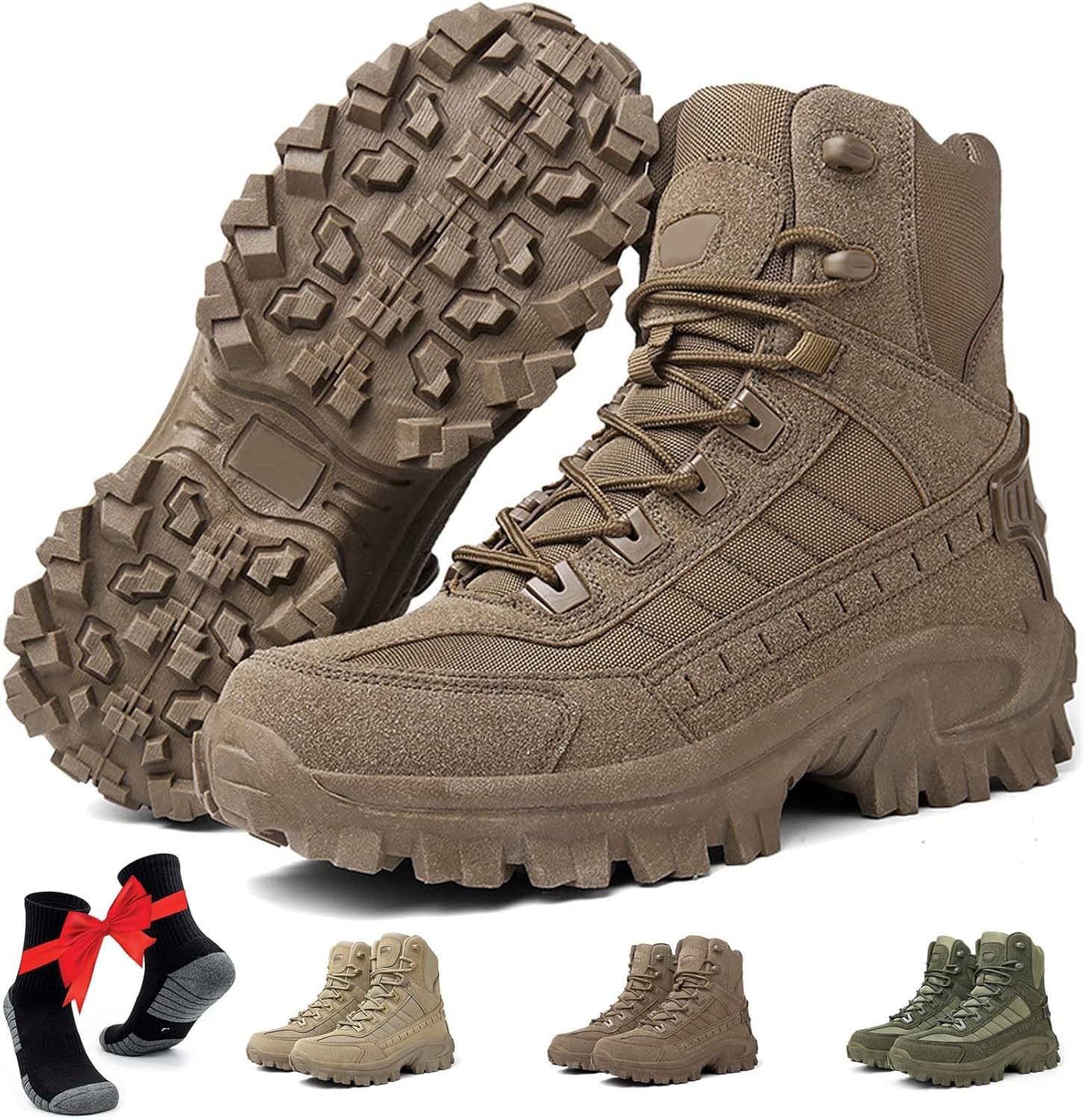 

Мужские ортопедические защитные ботинки OJEYDFU, водонепроницаемые ботинки для походов с поддержкой свода, тактические ботинки, устойчивые к проколам и растяжениям, коричневый