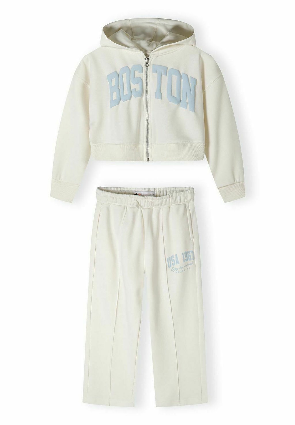 Толстовка на молнии CROPPED ZIP THROUGH AND WIDE LEG SET MINOTI, слоновая кость — фото 2