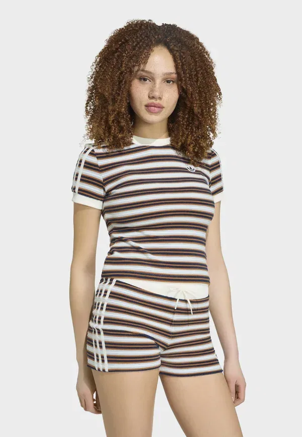 Футболка Adidas Originals Summer Glow Slim Striped Print, мультиколор/кристально-голубой