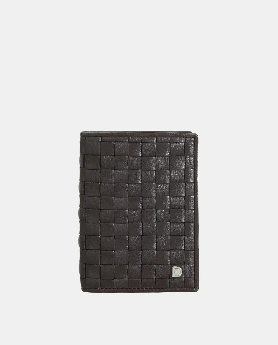 

Маленький мужской кошелек из телячьей кожи напа с внутренней молнией Dudu, коричневый