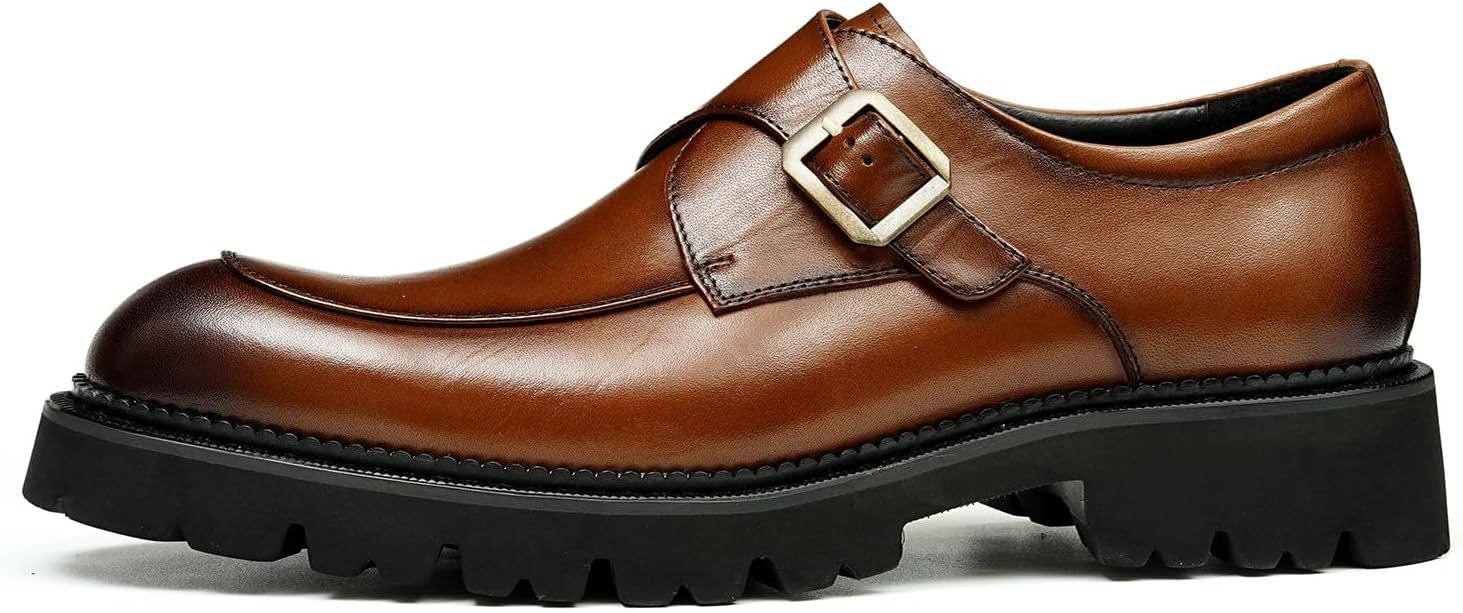 

Мужские кожаные туфли с монашеским ремешком Neufboissee, коричневый