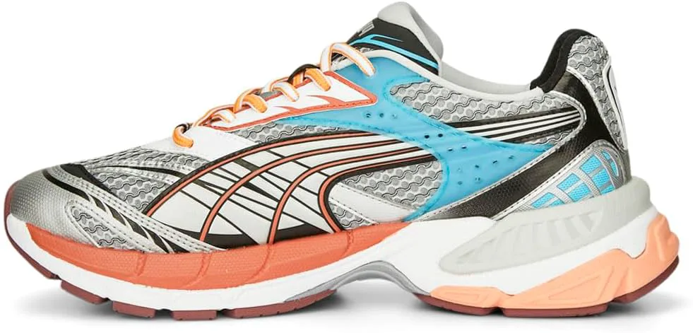 Мужские кроссовки PUMA Velophasis с поэтапной шнуровкой - серые, серебристый/оранжевый/синий — фото 3