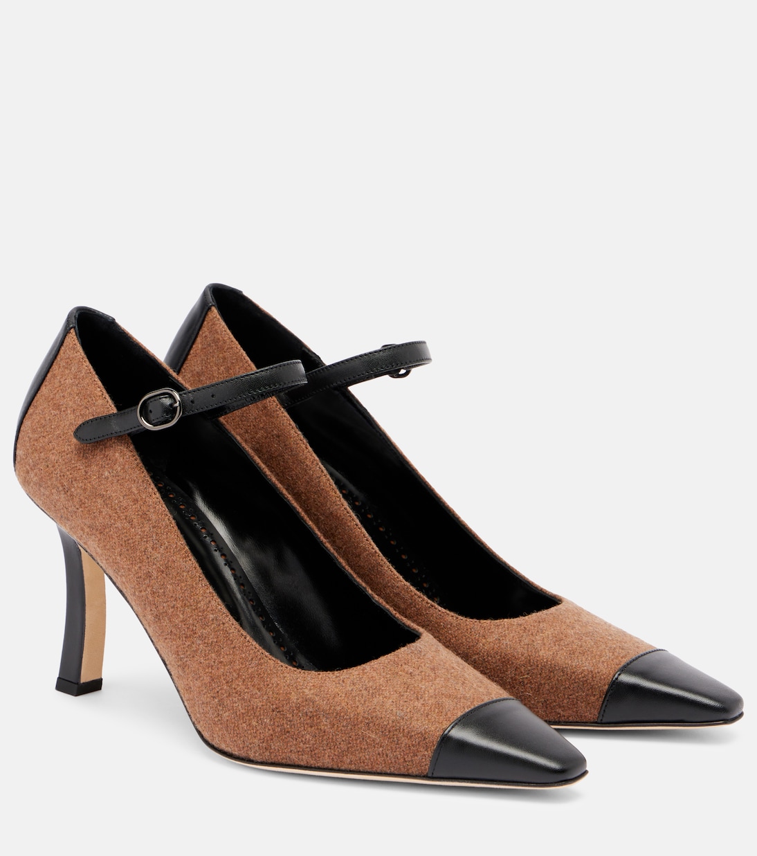 Туфли-лодочки Semele 90 с отделкой из кожи и твида Manolo Blahnik, Mbrw 2116/Blck 0015