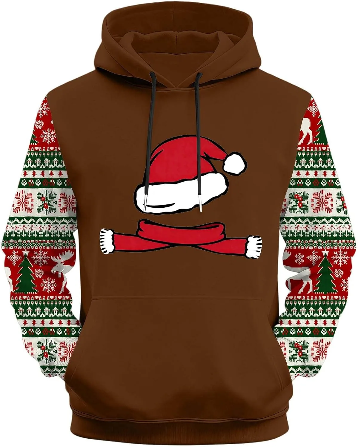 Рождественский свитшот для мужчин Funny Santa Claus Printed Long Sleeve Fleece Pullover — фото 4