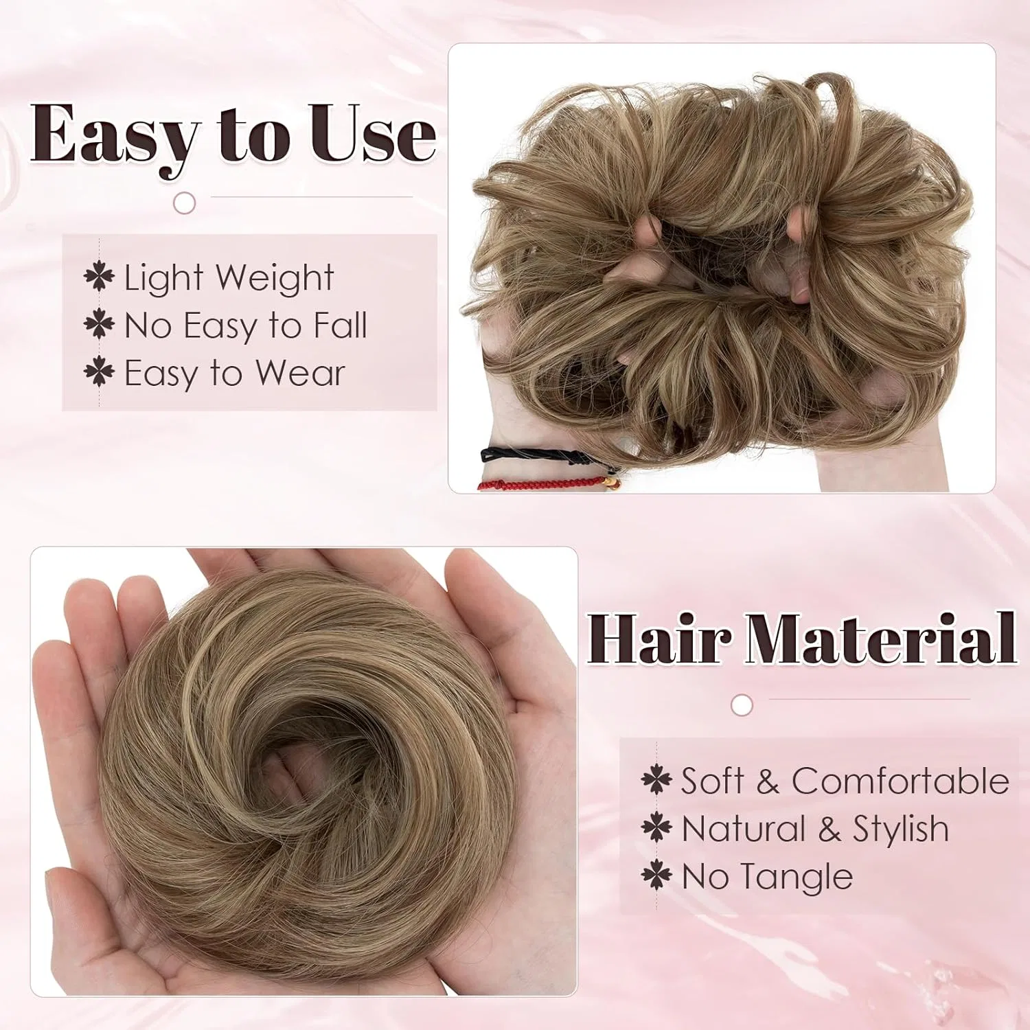 Шиньон «Messy Bun» с эластичной резинкой от Benehair Benehair, Brown & Blonde — фото 4