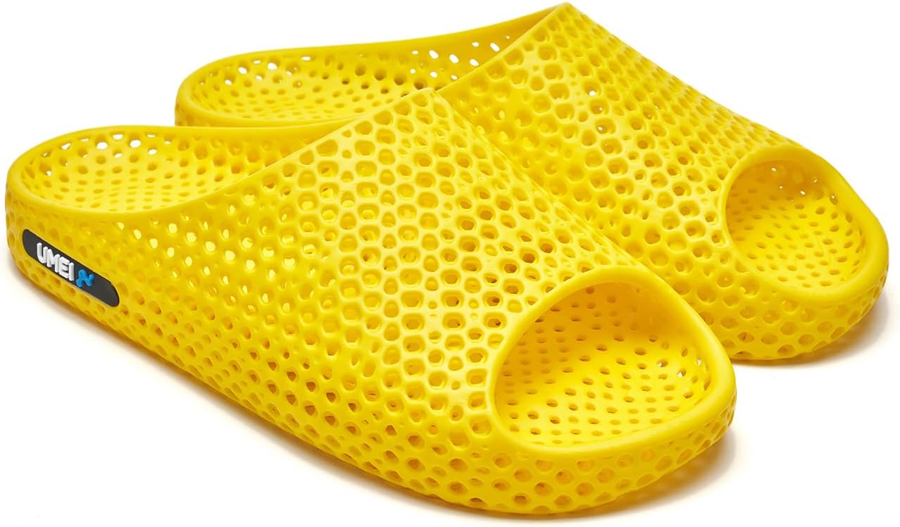 

Шлепанцы UMEI унисекс, напечатанные на 3D-принтере, для мужчин и женщин, эргономичные восстановительные тапочки Moonwalker для душа, спортзала, пляжа и дома, с поддержкой свода стопы, водонепроницаемые и быстросохнущие, желтый