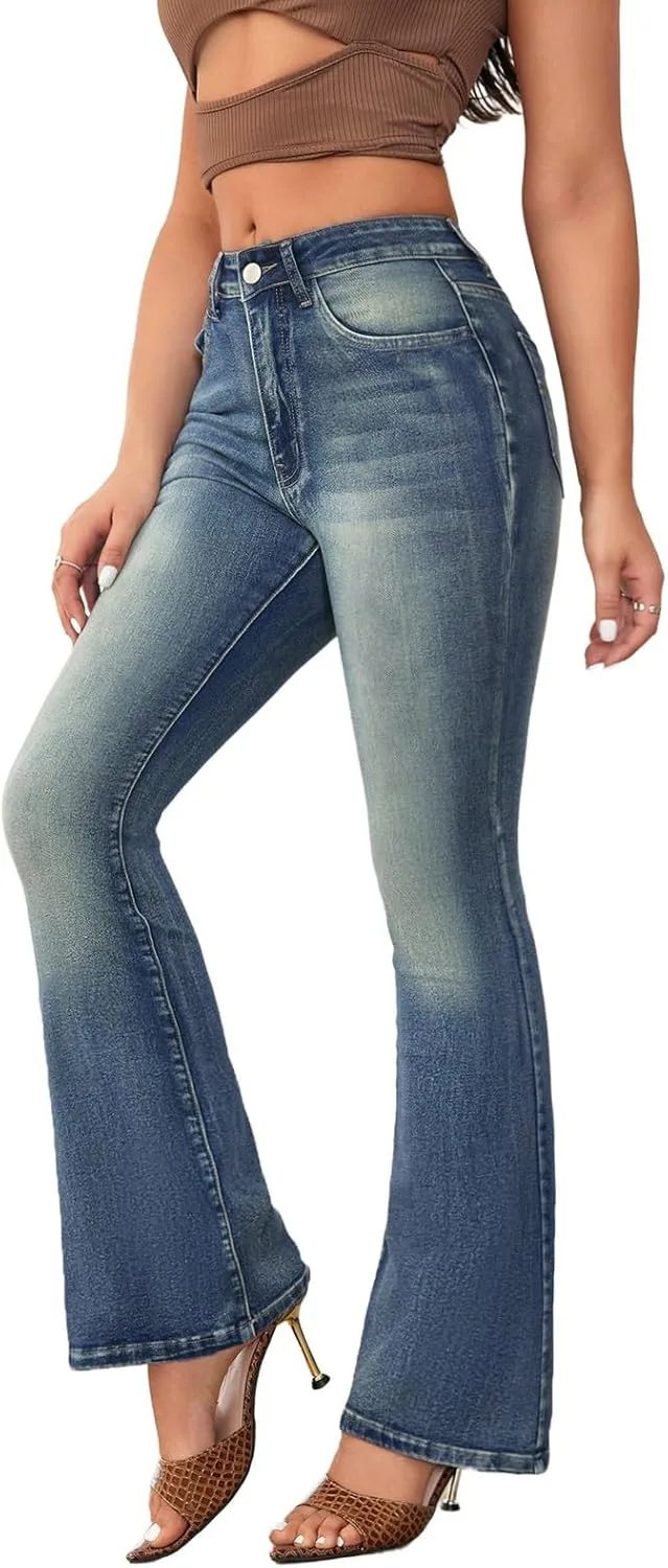 Женские джинсы с расклешенным низом High Waist Stretchy Skinny Wide Leg Flare