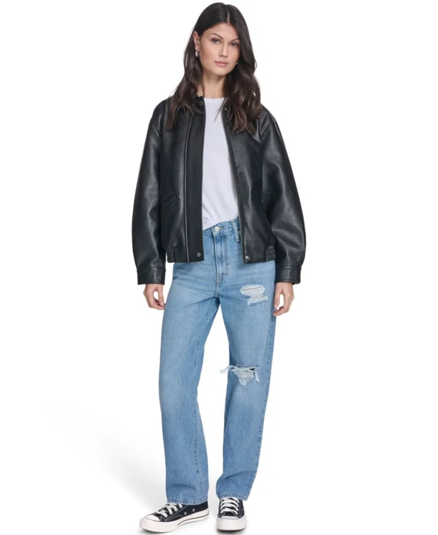 Женская куртка-бомбер свободного кроя из искусственной кожи Levi'S, черный — фото 2