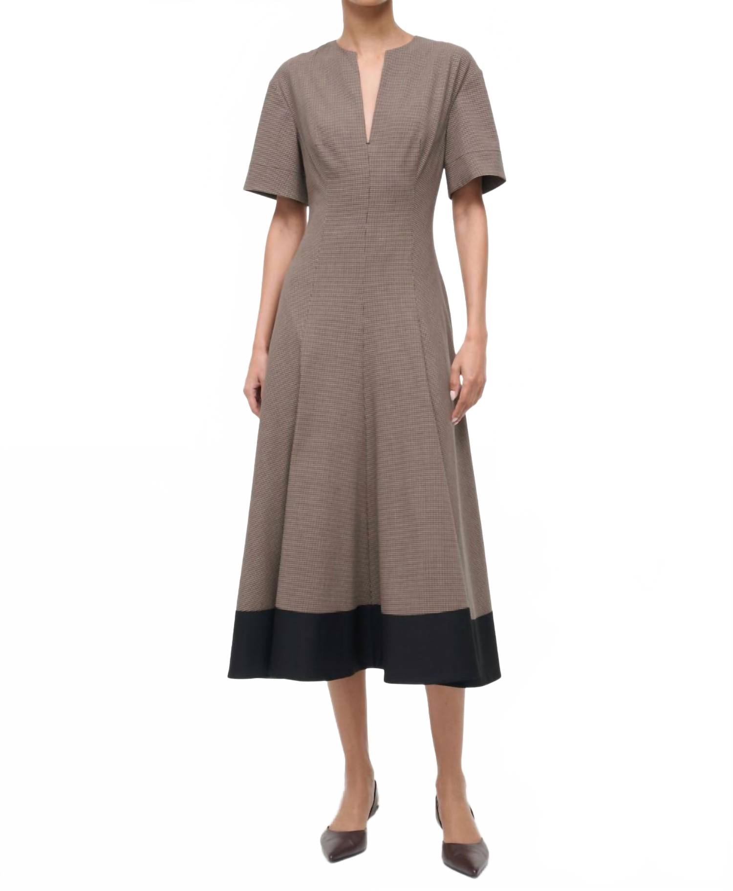 

Платье миди Frances в клетку «гусиная лапка» STAUD, houndstooth