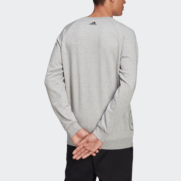 Толстовка men's big lo swt ft logo printing casual sports round neck light grey Adidas, серый — фото 3