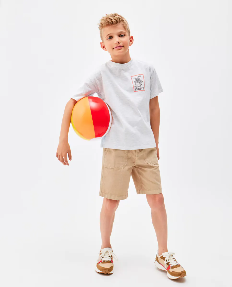 

Бермуды детские хлопковые с эффектом льна Kids El Corte Inglés, цвет Visón oscuro