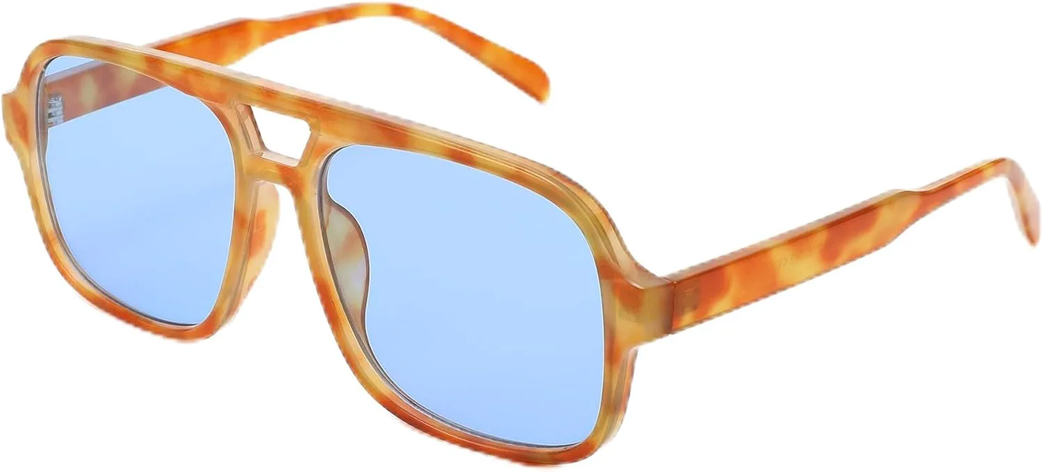 

Солнцезащитные очки Hycredi Retro Aviator для женщин и мужчин, модные квадратные очки, винтажные классические прямоугольные солнцезащитные очки, C6 - Leopard/Blue