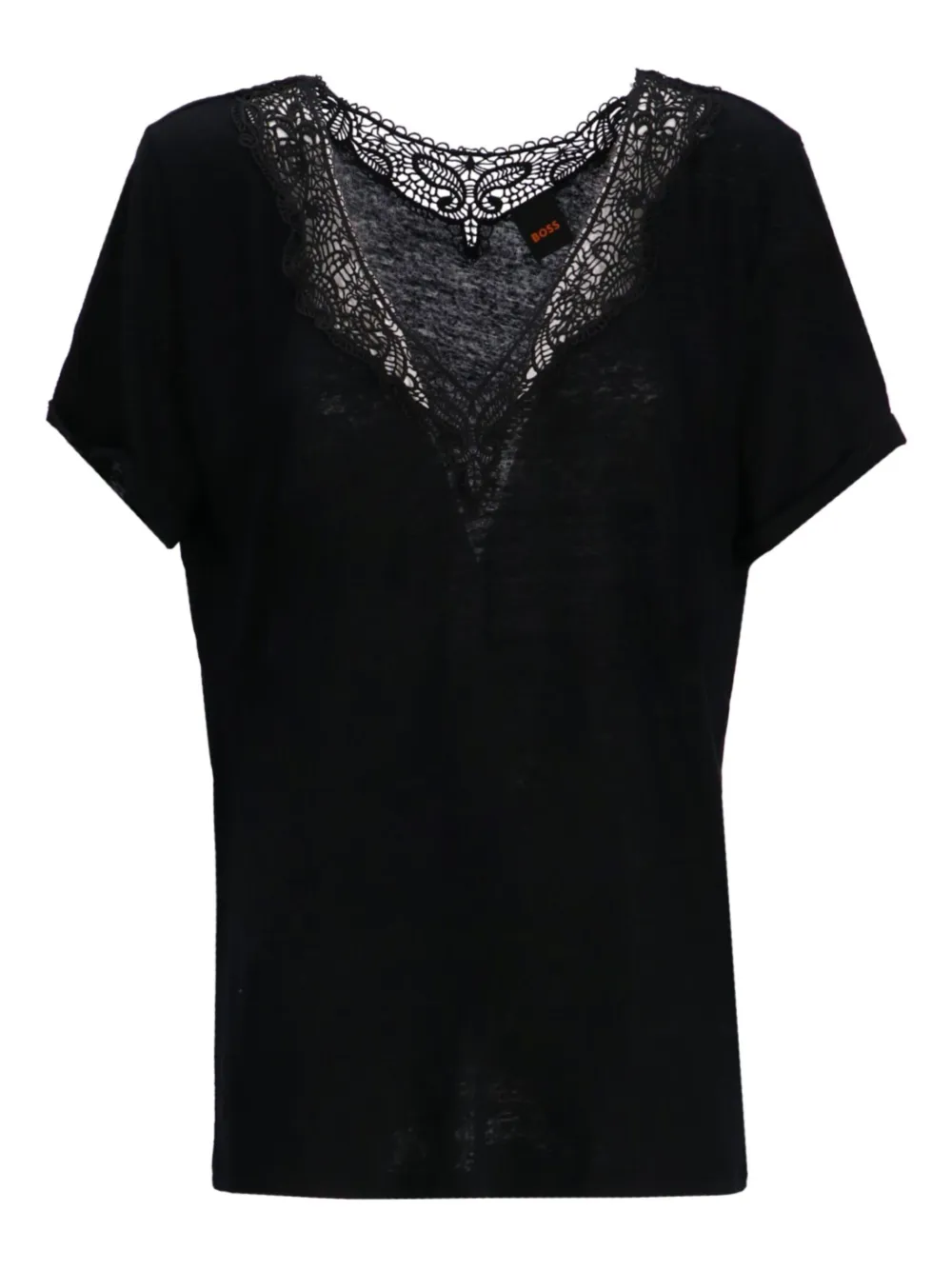 

Футболка с кружевом BOSS, черный