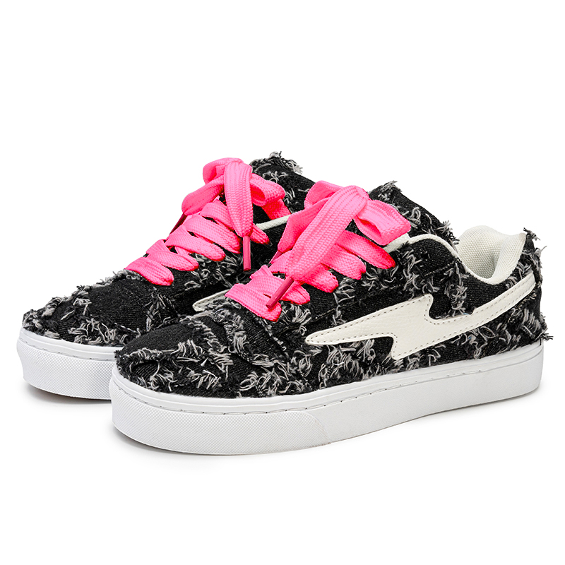 

CVOJOO Низкие скейтерские кроссовки унисекс деним черно-розовые, цвет Denim Black Pink