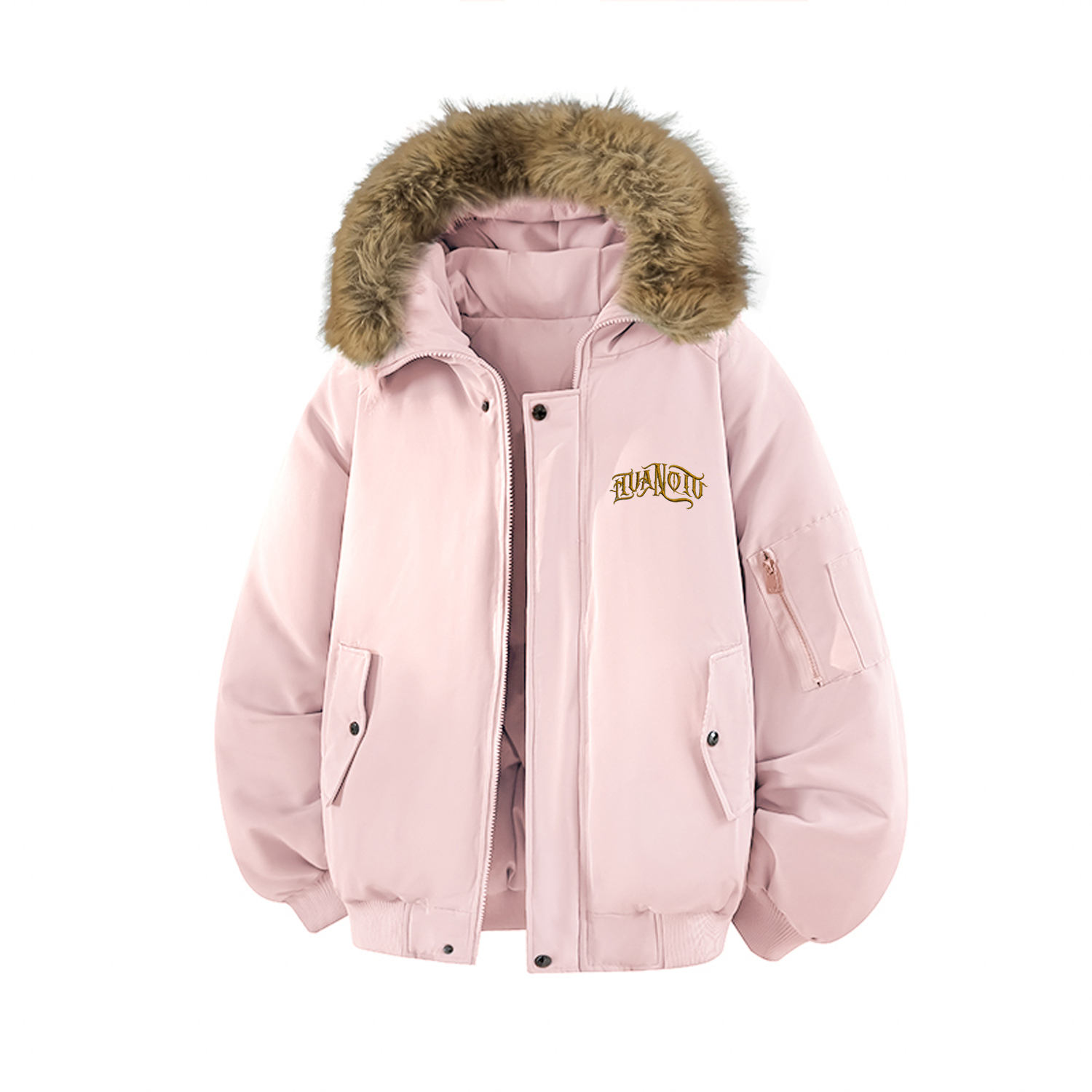 

Пуховик Unisex Hooded Thickened Cargo HUANQIU, розовый