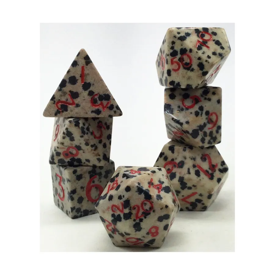 

Набор Poly — далматинская яшма с красным (7), Semi Precious Stone Dice (Level Up Dice)