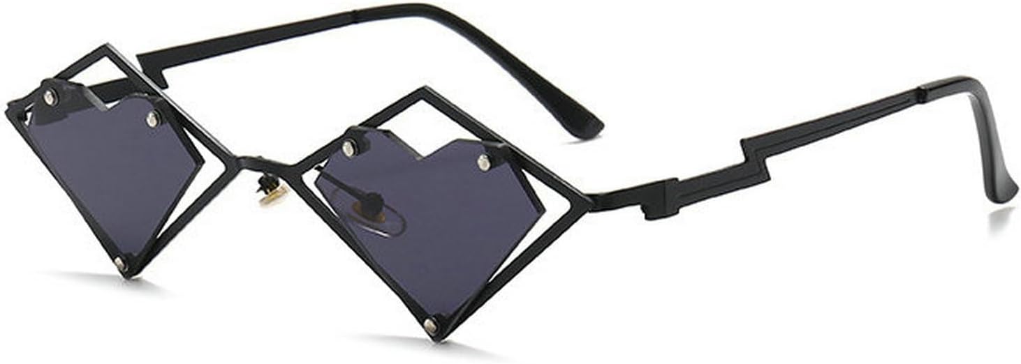 

Солнцезащитные очки COTIA без оправы в форме сердца в стиле хип-хоп, женские и мужские, с нестандартной металлической оправой, градиентный дизайн, ретро-стиль для вечеринок, Black