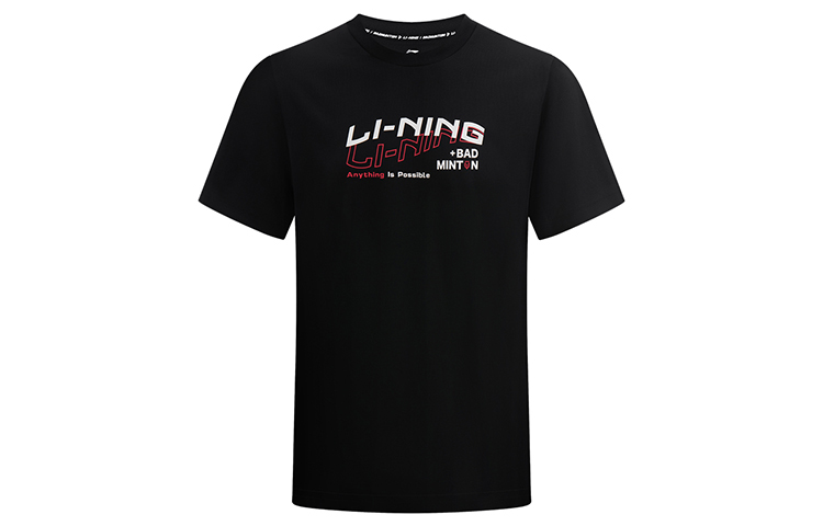 

Лининг бадминтонная серия обычная футболка унисекс черная