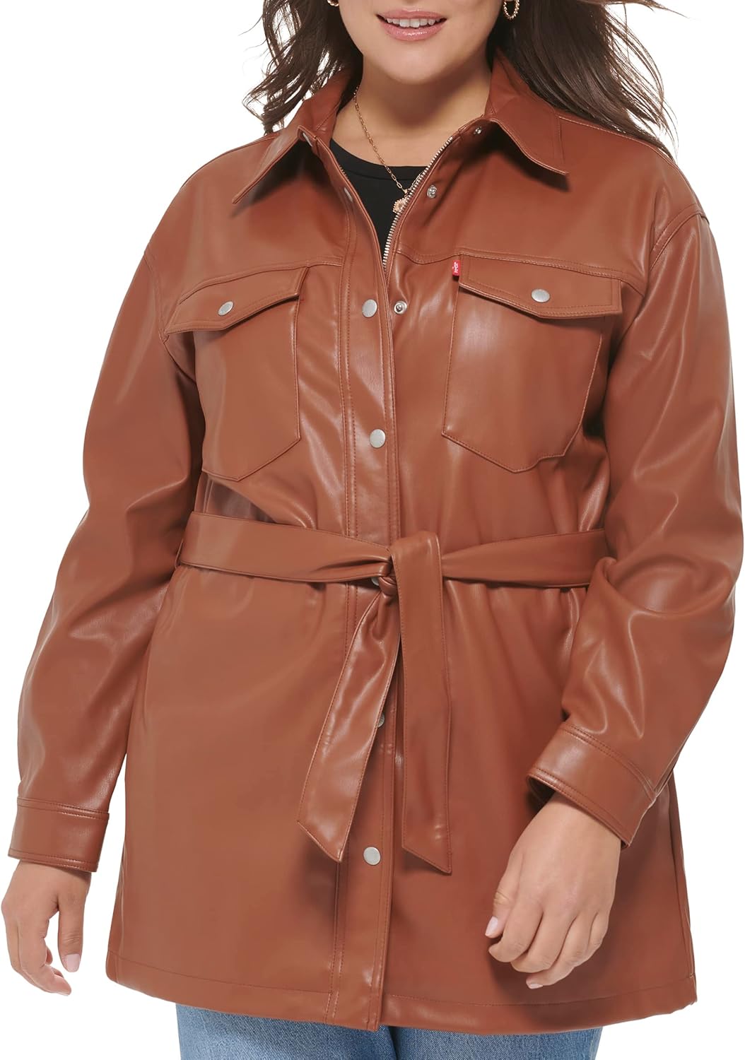 

Levi's Женская куртка-рубашка на поясе из искусственной кожи, Camel