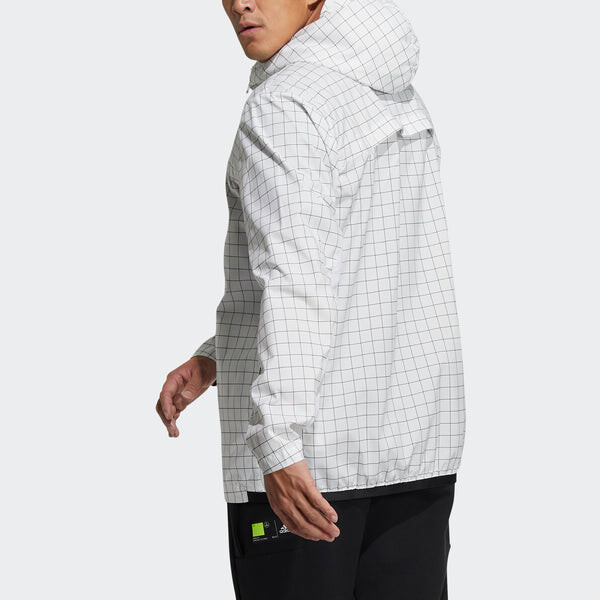 Куртка adidas WND Sports Plaid Windproof Hooded Jacket White, белый — фото 3