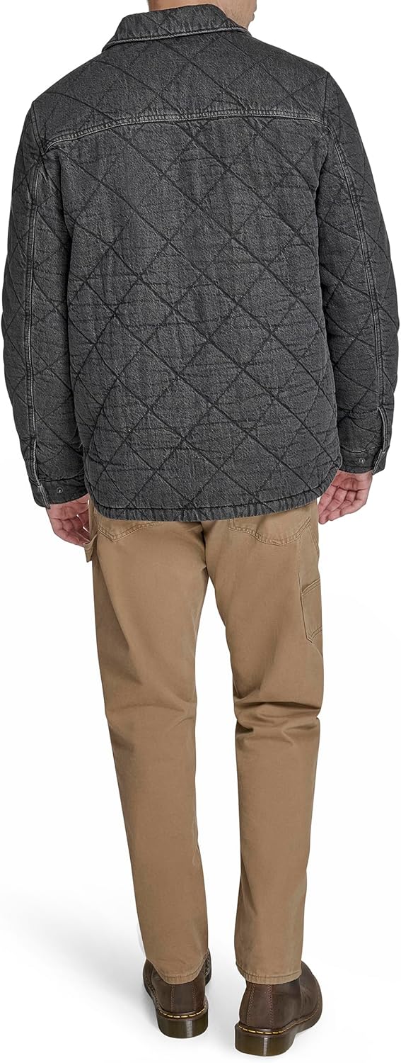 Мужская рабочая куртка Levi's с двумя нагрудными карманами, Black Wash Denim Diamond Quilt — фото 4
