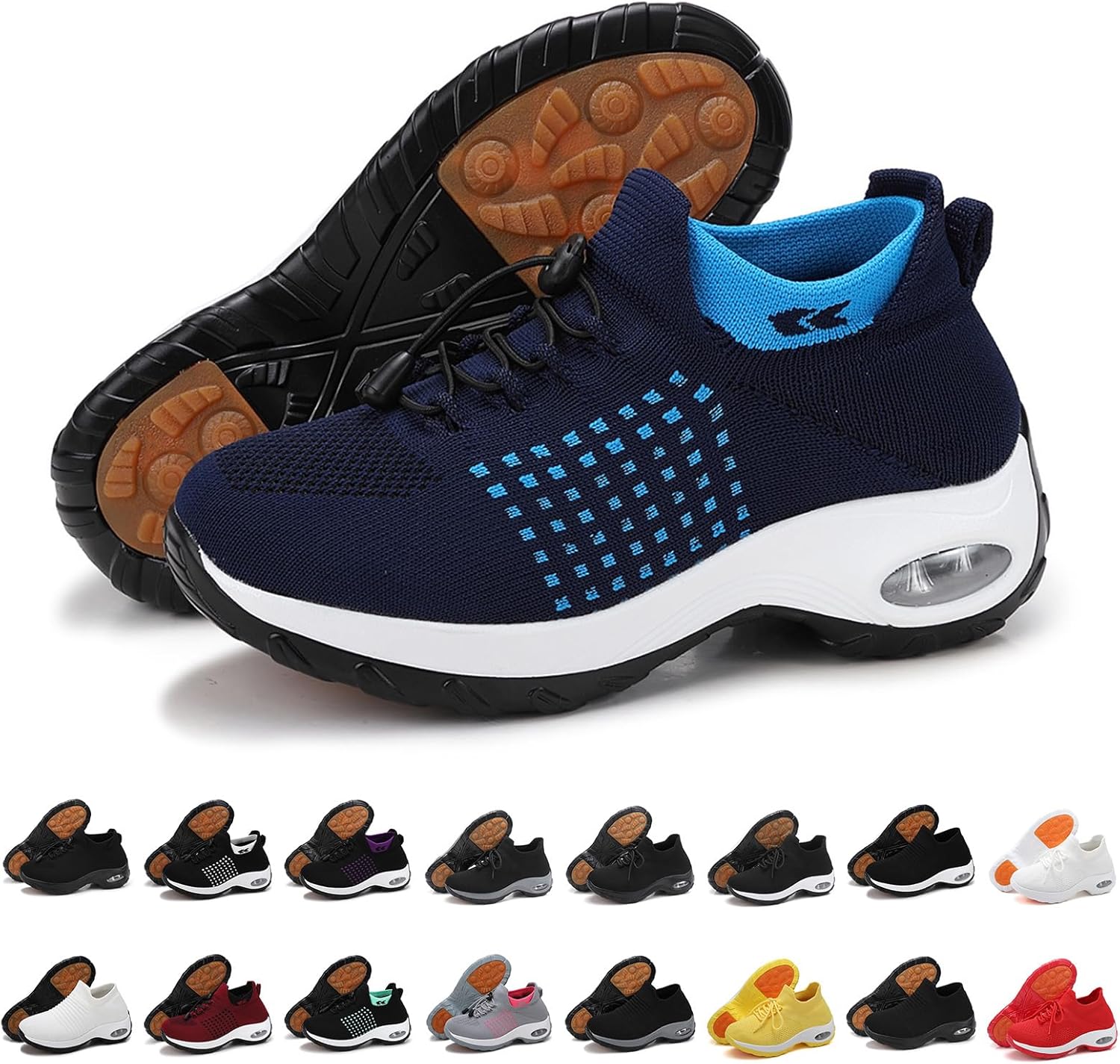 

Ортопедические кроссовки для женщин и мужчин, кроссовки на липучке Orthowear, унисекс, удобные с воздушной подушкой, нескользящие спортивные обувь, дышащие повседневные беговые кроссовки с толстой подошвой для фасциита подошвы Lghlmcl, синий