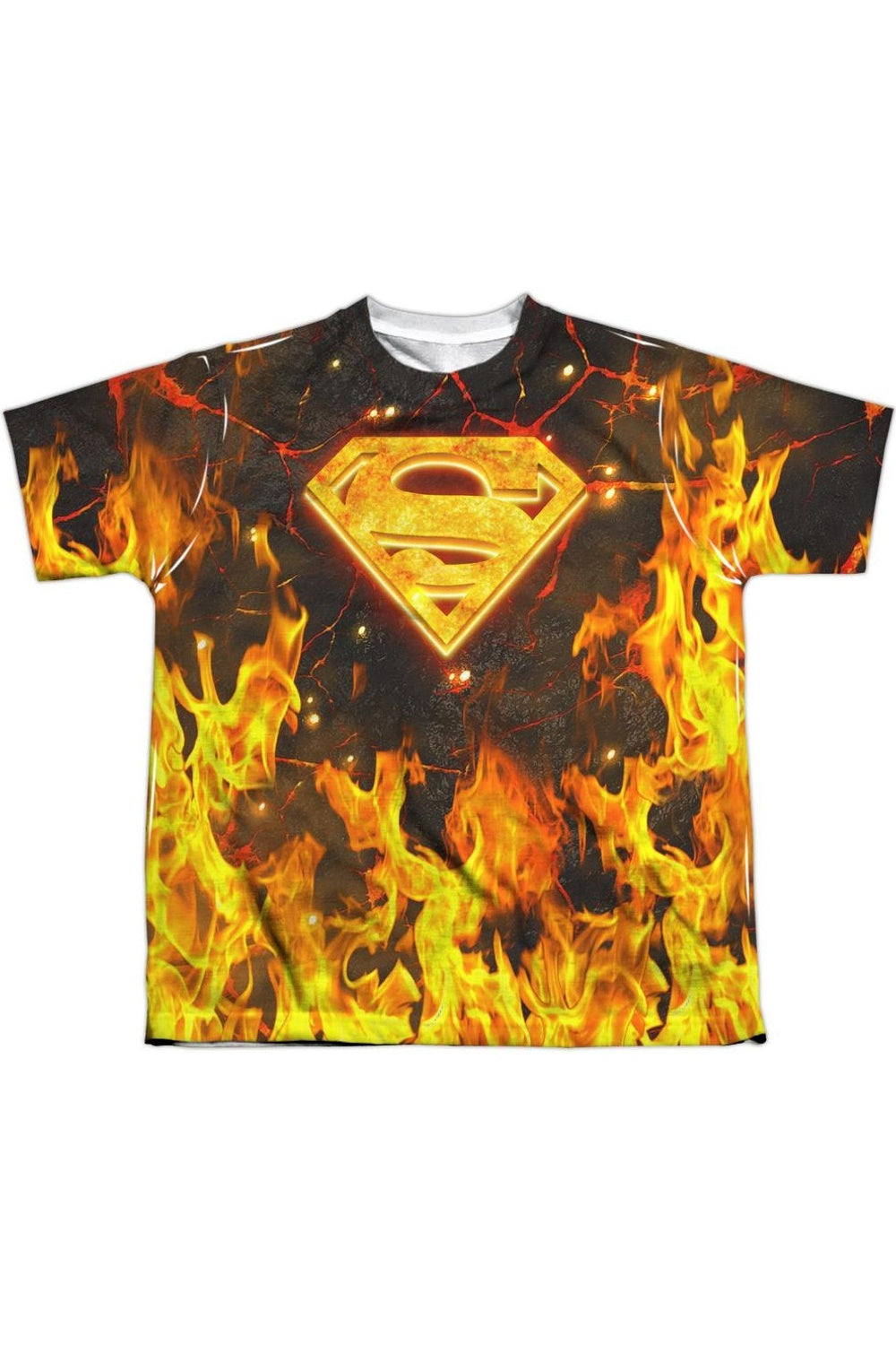 

Футболка с коротким рукавом и логотипом Супермена в огне для детей Gildan, белый