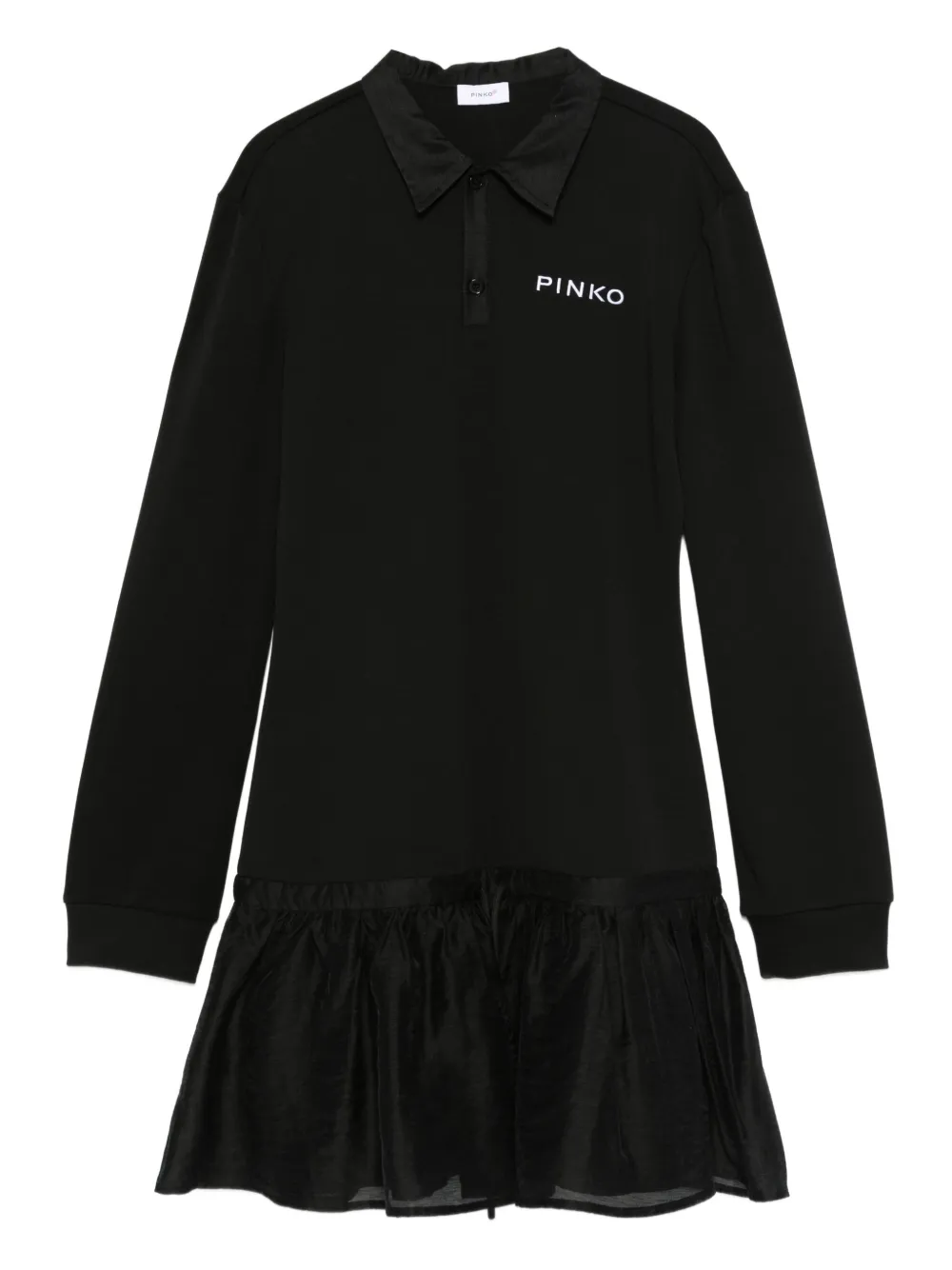 

Платье с оборками и вышитым логотипом Pinko Kids, черный