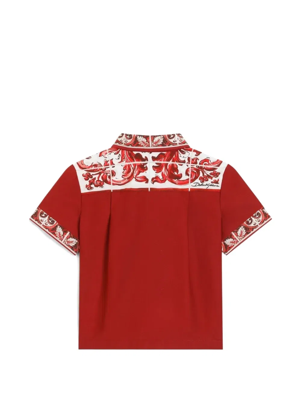 Поплиновая рубашка с принтом "майолика" Dolce & Gabbana Kids, красный — фото 2