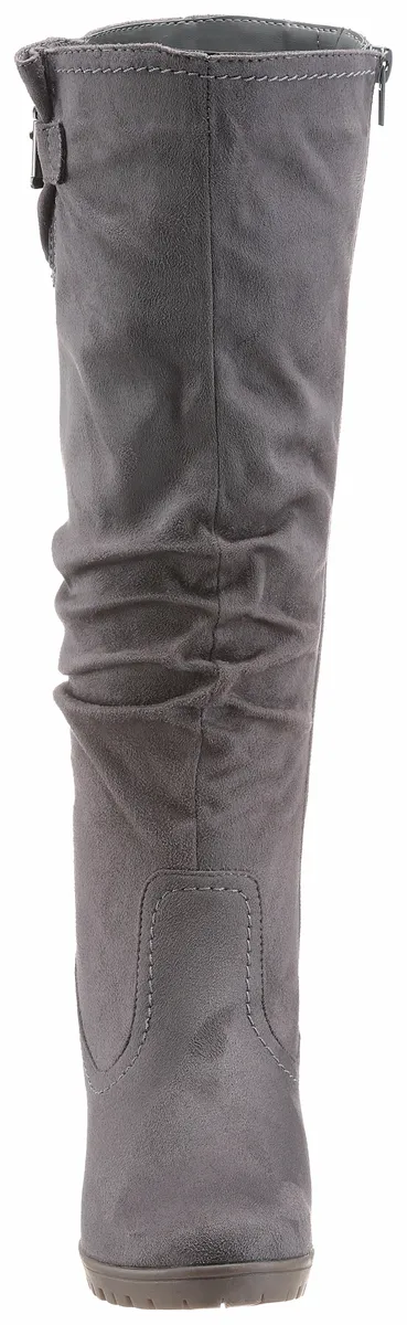 Сапоги Aniston SHOES с рюшами на голенище с напуском, серый — фото 4