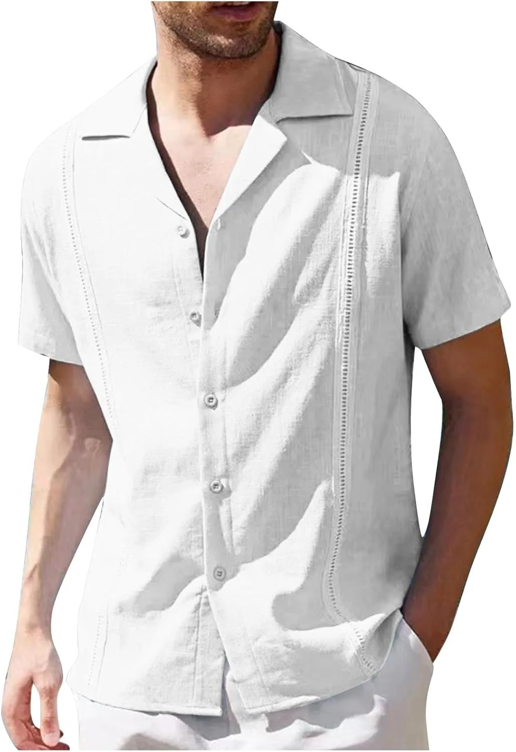 

Мужская рубашка 2024 короткий рукав бизнес-кэжуал свободный крой QUNPIU