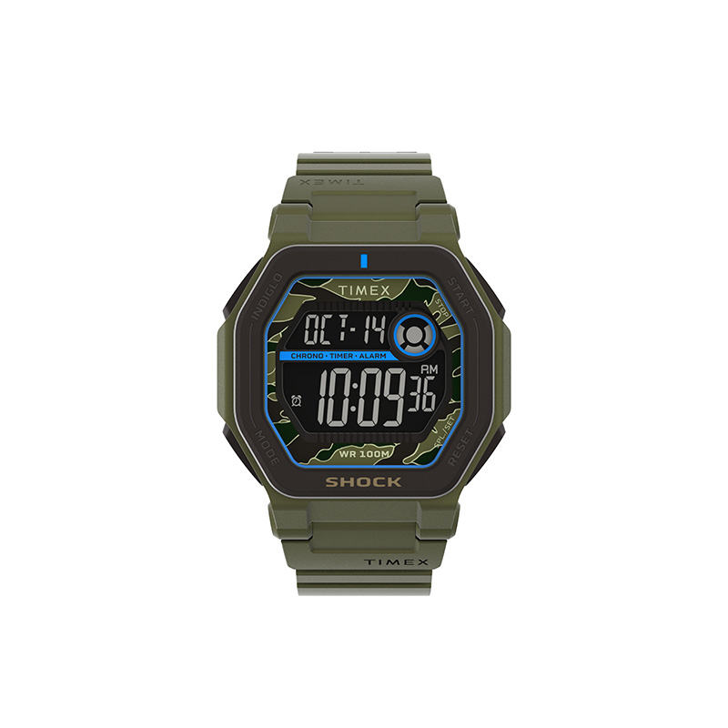 

TIMEX Часы Command Collection Wrist Watch Electronic Movement Resin Strap 45mm Black Dial Men's Watch TW2V93800, Black Dial & Green Strap