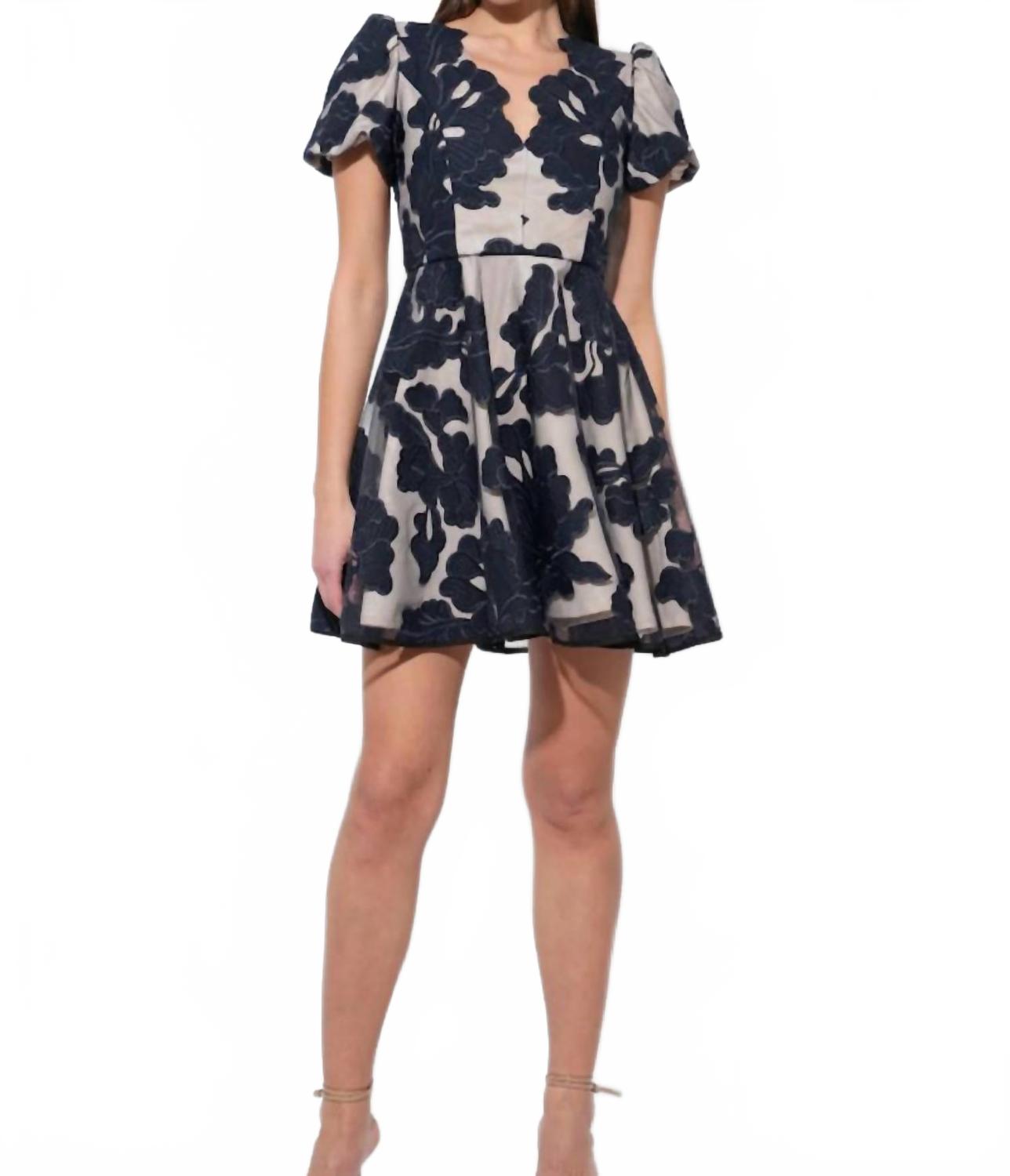 

Мини-платье Agnes с рукавами-фонариками в цвете «Темно-синий/телесный» Adelyn Rae, темно-синий/телесный