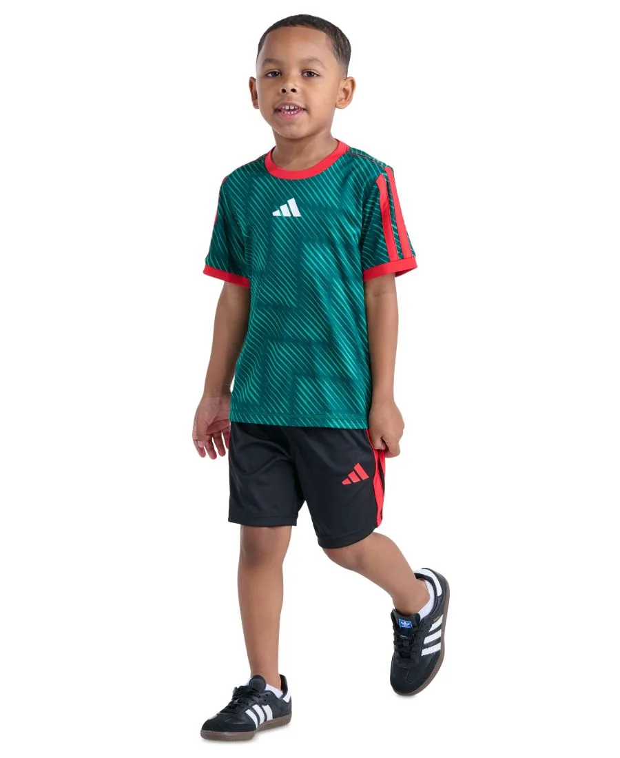 Детский комплект из футболки и шорт с принтом (2T-7), размер 2T Adidas, зеленый/черный — фото 2