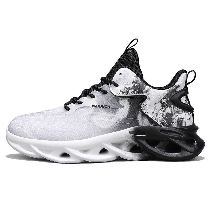 

WARRIOR Амортизирующие износостойкие баскетбольные кроссовки мужские высокие - черно-белые, цвет Black White