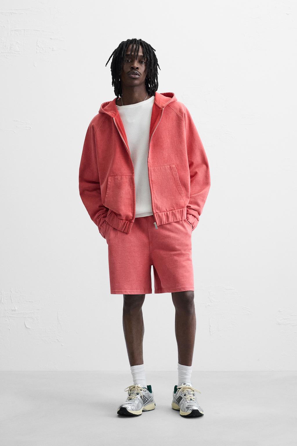 

Шорты-бермуды для бега трусцой свободного покроя ZARA, красный