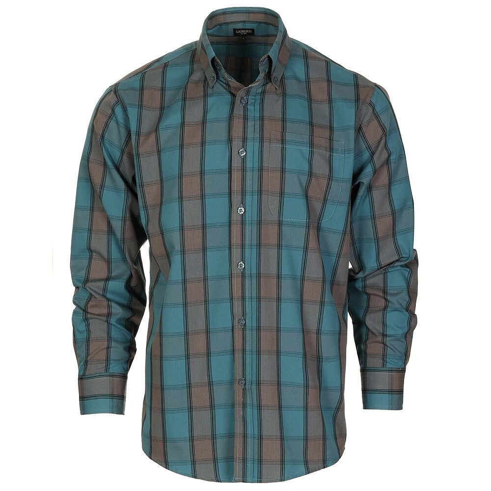 

Мужская рубашка в клетку с длинным рукавом Gioberti, цвет Teal Brown