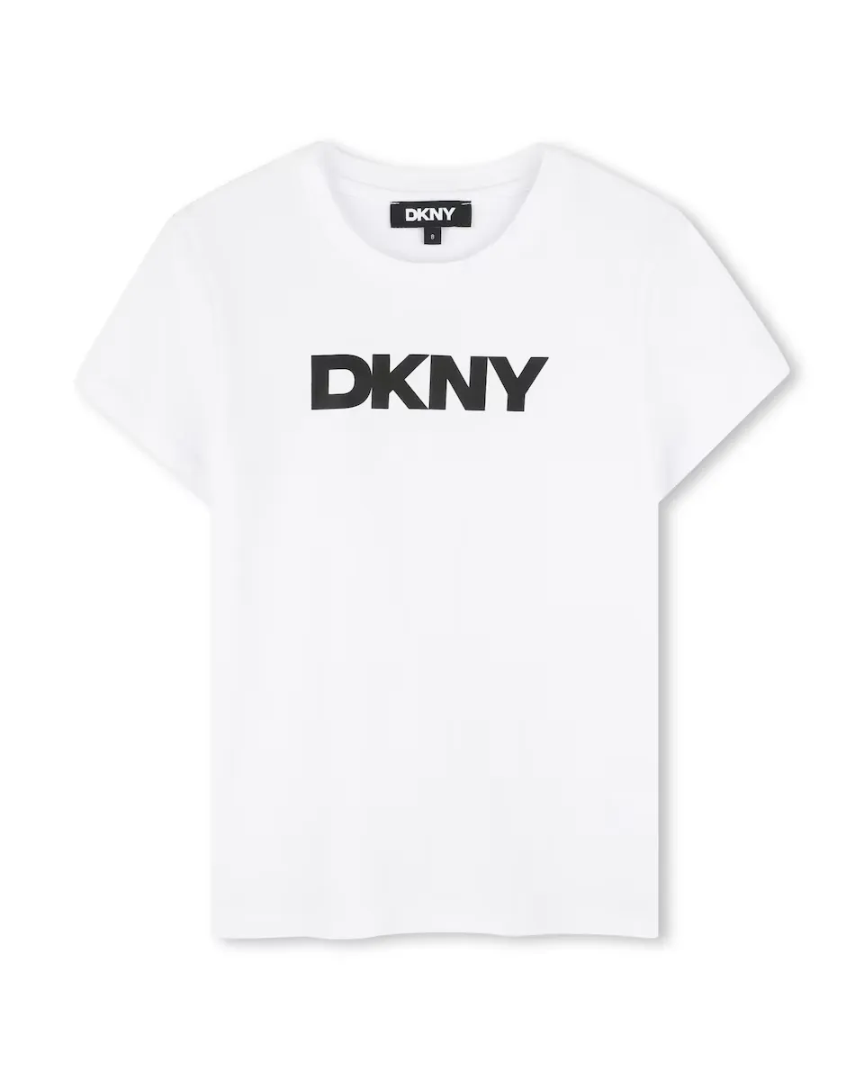 

Белая футболка для девочек с короткими рукавами DKNY, белый