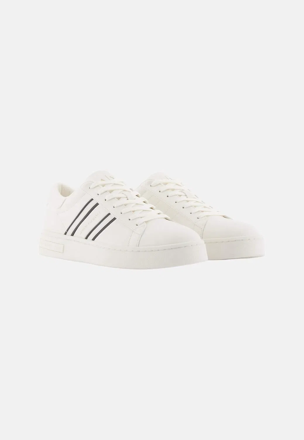 Мужские кроссовки Armani Exchange London, с боковыми полосами, контрастного цвета, Off White Black — фото 3