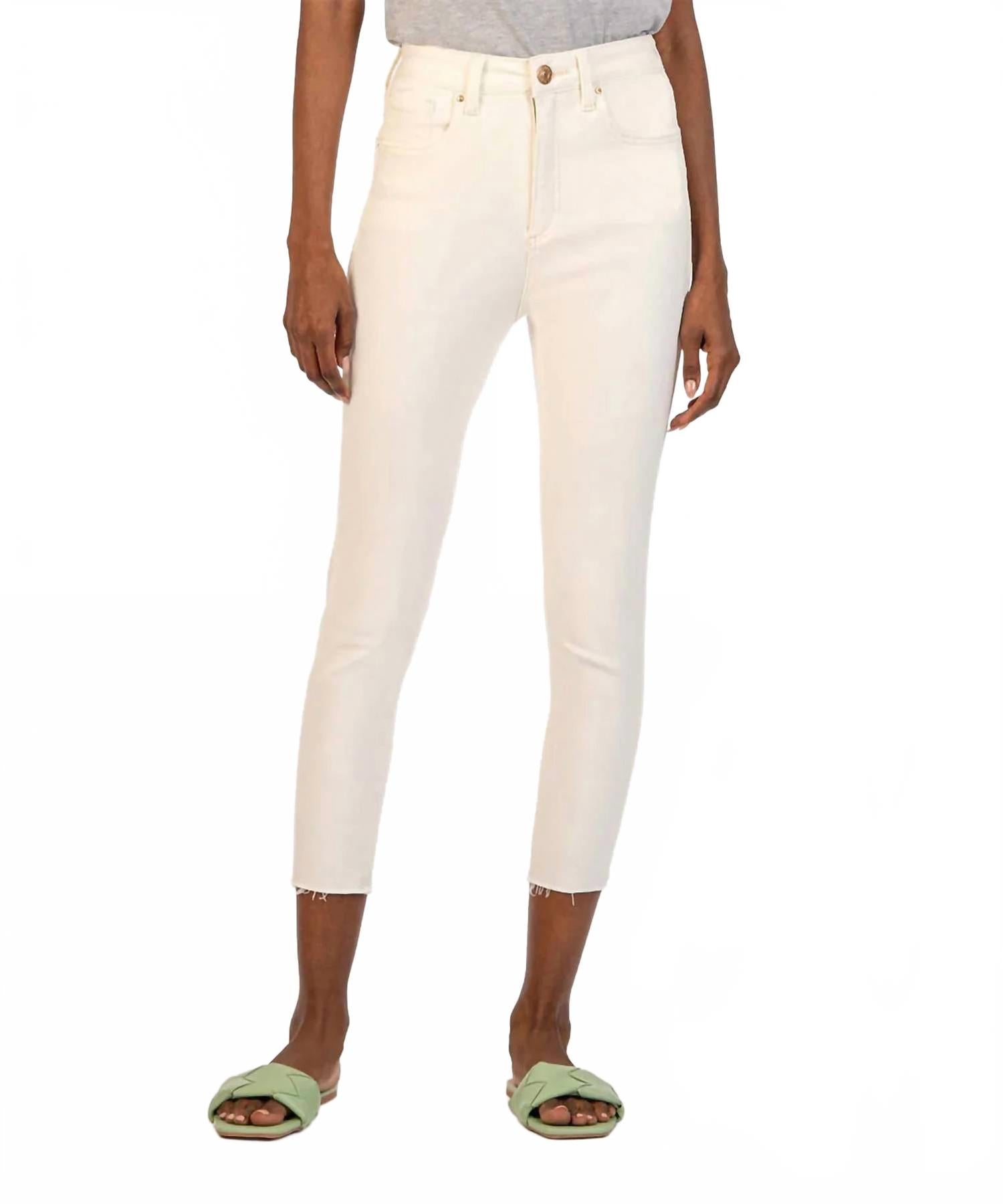 

Высокие джинсы Connie Fab Ab Crop в цвете экрю KUT FROM THE KLOTH, Ecru