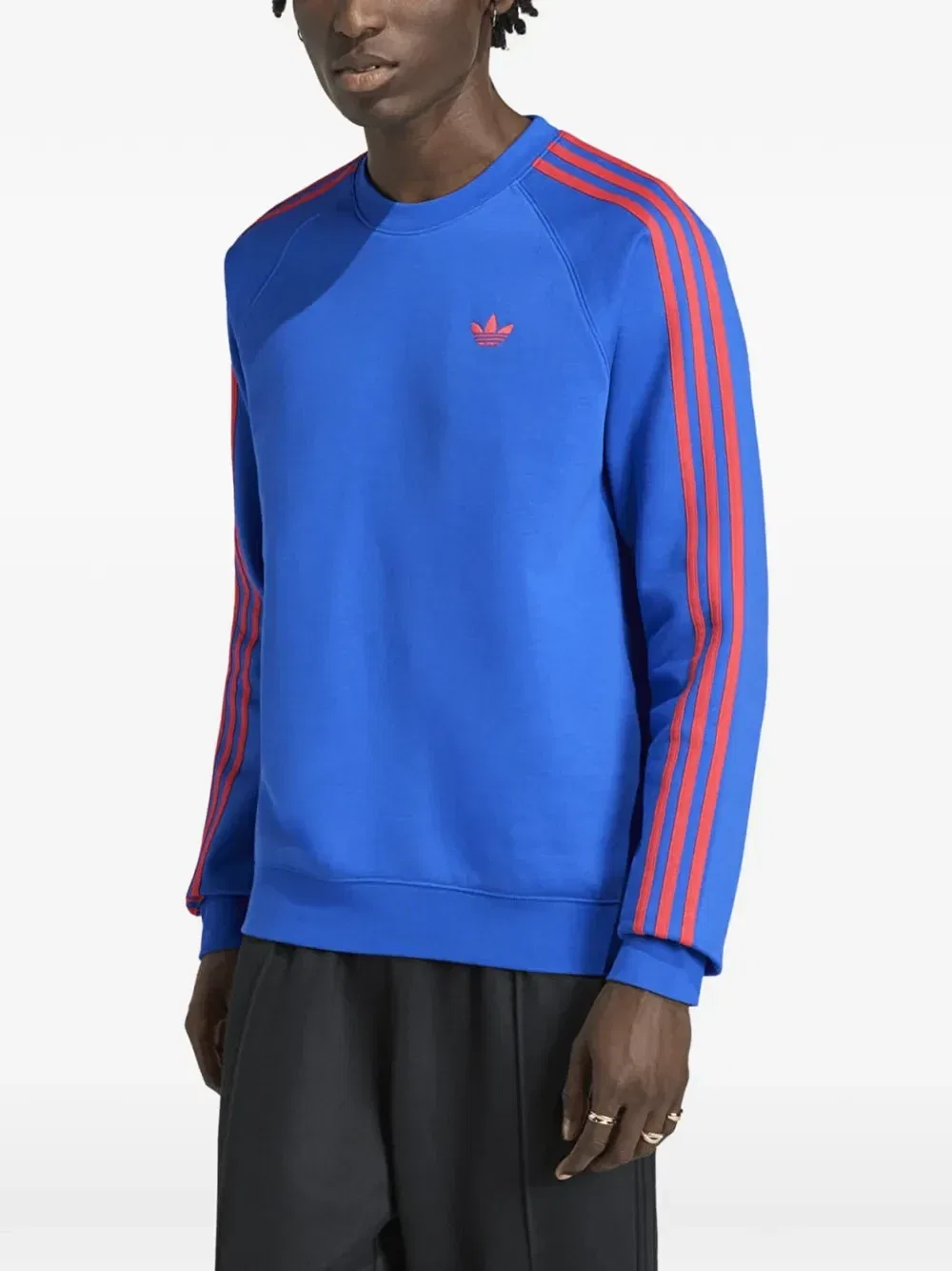 Свитер с круглым вырезом и тремя полосками Adidas, синий