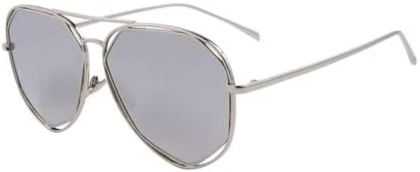 

Модные женские солнцезащитные очки: классические, с двойным острием, зеркальными линзами, плоским экраном, летние, с защитой от УФ-излучения UV400 MTZJH, C05 Silver